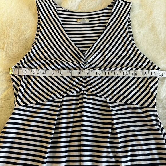 Talbots Sleevless Maxi Dress Navy White Stripes Sz M Stretch Summer Beach - Picture 6 of 8
